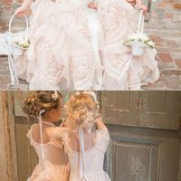 A-Line Round Neck Pearl Pink Unique Design Cap Sleeves Flower Girl Dresses, Fashion Little Girl Dresses - Thumbnail 1