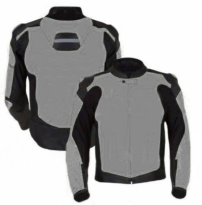 Customized Men Black Gray Cont Motorcycle Genuine Leather Safety Pads jacket