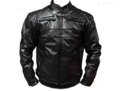 Customized Men Black Motor Biker Genuine Cowhide Leather Safety Pads Jacket