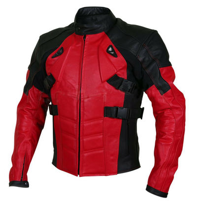 Customized Men Black Red Cont Motorbike Real Genuine Leather Safety Pads jacket