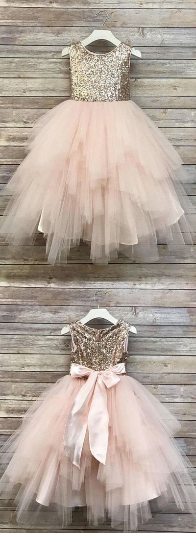 Sequin Top Rose gold Flower Girl Dress