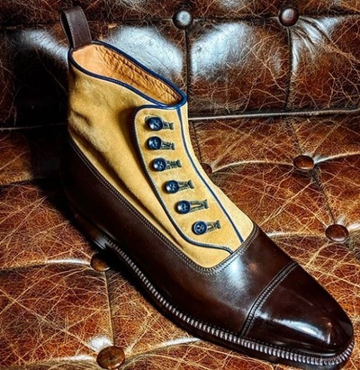 New Men's Handmade Tan Brown Ankle High Button Boots, Stylish Dress Boots