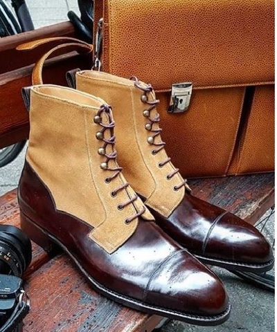 Men New Handmade Tan Brown Ankle High Lace Up Boots, Stylish Formal Boots Men's