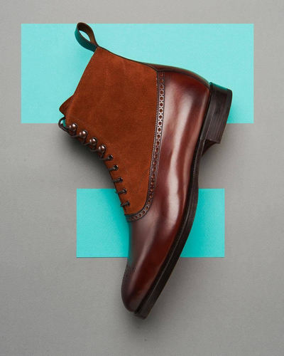 Latest Handmade Dark Brown Ankle High Brogue Design Casual Wearing Boot In Genuine Leather Suede For Adult