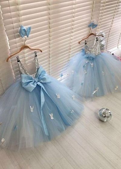 Pretty Sequin Lace Tulle Scoop Neckline Ball Gown Flower Girl Dresses With Beaded Fringed Bowknot,Sequins Long Girls Pageant Dress