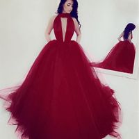 Ball Gown Halter Black Tulle Wedding Dresses,Evening Party Dresses - Thumbnail 2