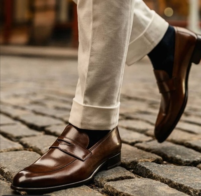 Men,s Brown Shoes, Leather Penny Shoes,Loafers Shoes
