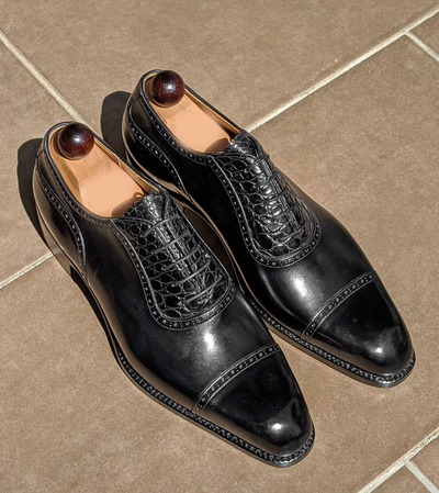 Men,s Black Shoes,Cap Toe Leather Shoes,Lace Up Shoes