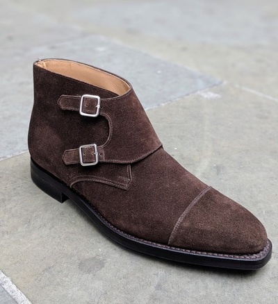 Men’s Handmade Brown Suede Boots, Men’s Double Monk Ankle Boots