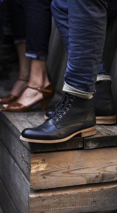 Handmade Black Ankle Boot Great Military Lace Up Leather Formal Boot