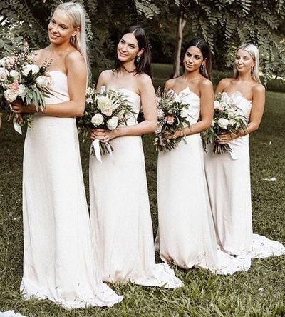 Sweetheart Long Bridesmaid Dresses for Wedding Party with Bowknot