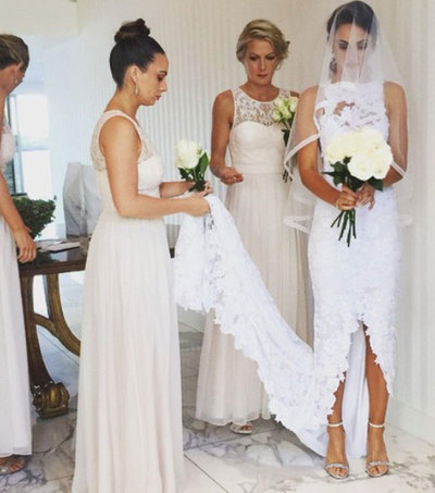 Elegant Chiffon Bridesmaid Dresses with Lace