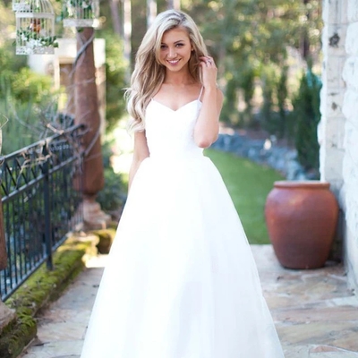 Hot summer boho beach wedding dress long tulle spaghetti straps prom dress - Thumbnail 4