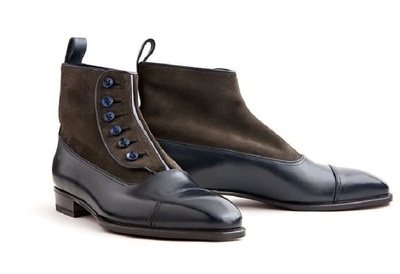 New Men's Handmade Leather Suede Ankle High Cap Toe Black Brown Button Top