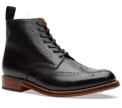 Handmade Men Black Wing Tip Brogue Leather Ankle Boots, Men Designer Boots