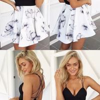 A-Line V-Neck Criss-Cross Straps Print Short White Homecoming Dress - Thumbnail 2