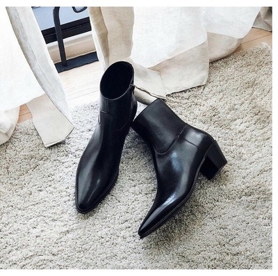 New Handmade Genuine Leather Zip Fastening Western Style Boots for Men's