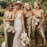 Chic Sheath Scoop Neck Spaghetti Straps Ankle Length Hunter Green Bridesmaid Dresses Under 100 - Thumbnail 1