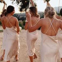 Sheath silk slip midi dress bridesmaid style dress Under 100 - Thumbnail 1