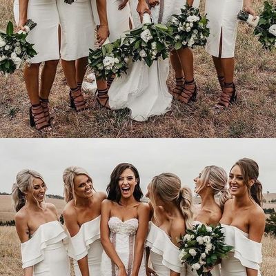 Gorgeous off the shoulder ivory short bodycon bridesmaid dress  - Thumbnail 4