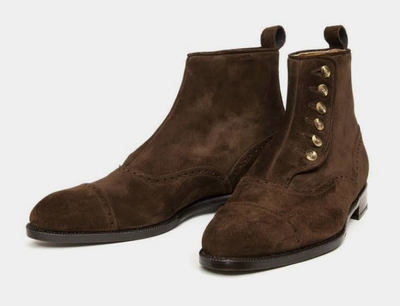 Mens New Decent Choice High Ankle Handmade Chocolaty Button Fastening Captoe Boot