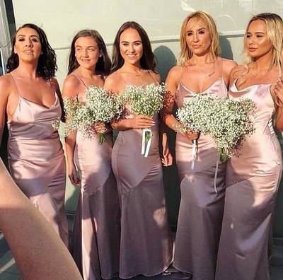 Spaghetti Straps Sheath Bridesmaid Dresses for Wedding