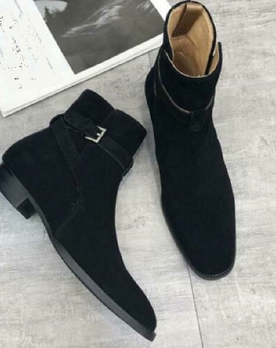 Men’s Handmade Suede Leather High Top Ankle Boots, Men Cowboy Boot