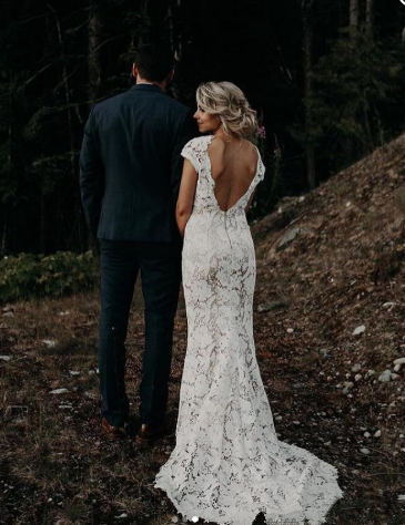 2019 Backless Lace Wedding Dresses,Wedding Dress,Custom Made Wedding Gown,514