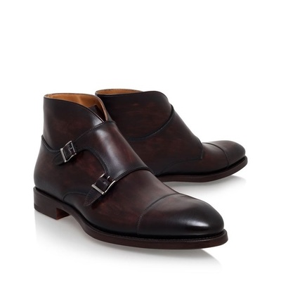 Handmade Men Brown Boots, Double Monk Strap Boot, Formal Monk Boots