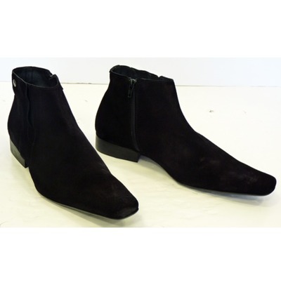 Handmade Pointed Toe Boots, Men Ankle Suede Boots, Side Zip Boots For