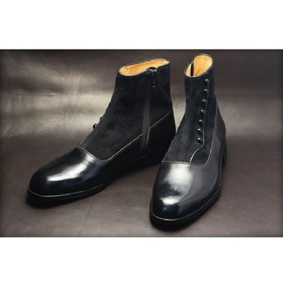 Handmade Two Tone Boot, Black Leather Boot, Dress Side Zip Boots, Boots