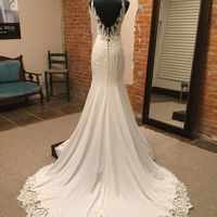 Fashion Mermaid V Neck Open Back White Wedding Dresses with Lace - Thumbnail 1