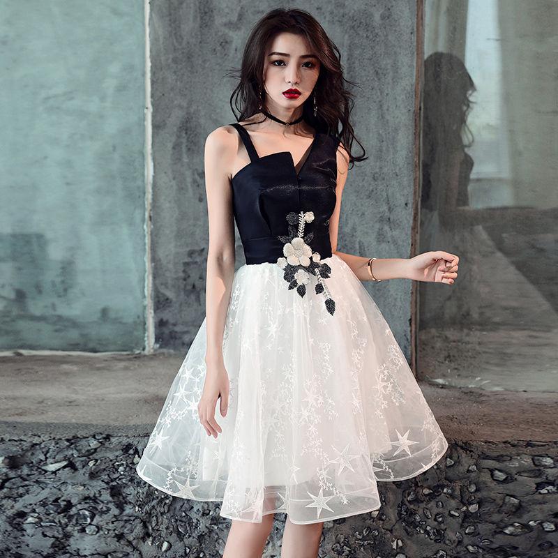 Black and white short prom dress homecoming dress