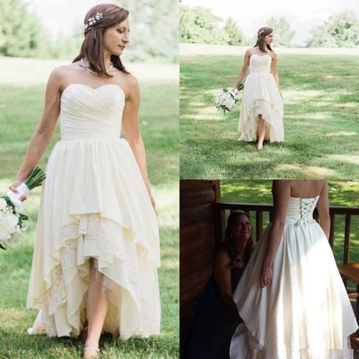 Country Sweetheart Hi Low Wedding Dresses Bridal Gown