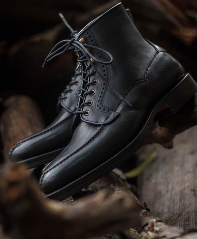 New Men’s Handmade Black Leather Lace Up Boots, Men’s Brogue Ankle High Boots
