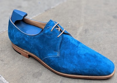 New Men’s Handmade Blue Suede Shoes, Men's Formal Lace Up Shoes