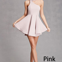 A Line Halter Open Back White Mini Homecoming Dresses, Short Prom Dresses - Thumbnail 1