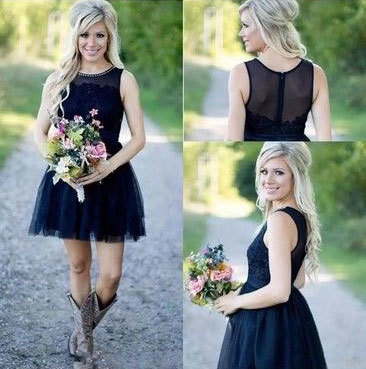 Country Short Bridesmaid Dresses with Lace