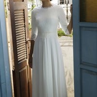 Modest Half Sleeve Lace Wedding Dress,Chiffon Bridal Gowns,515 - Thumbnail 2
