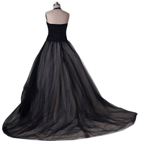 Black and light champagne lace and tulle halter neck beaded wedding dress,524 - Thumbnail 1