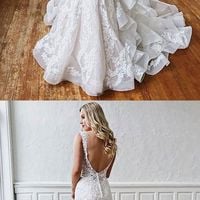 Mermaid Lace Wedding Dress,Mermaid Open back Wedding Dress,531 - Thumbnail 1