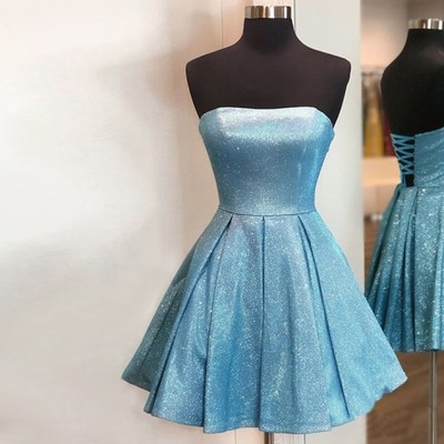 A-line strapless above-knee lace-up homecoming dress - Thumbnail 4