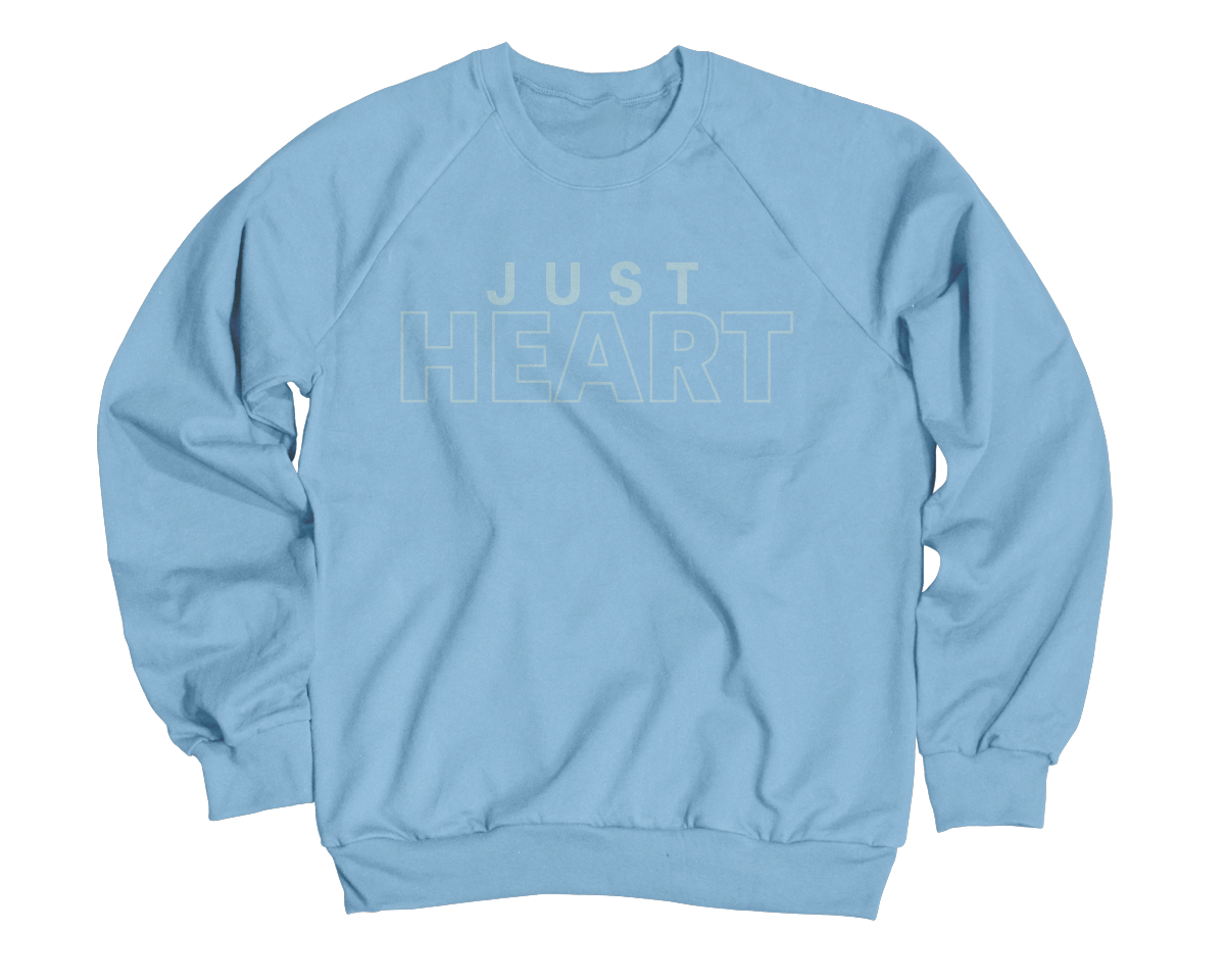 Light Blue Just Heart sweatshirt