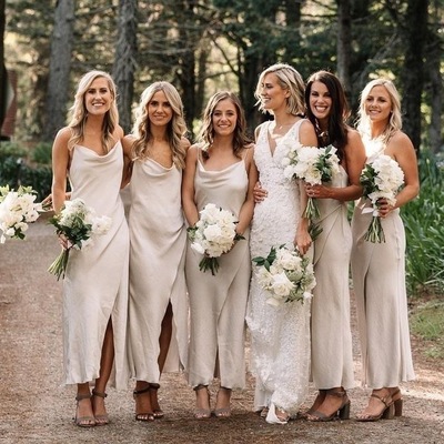 Sheath grey v neck spaghetti straps split bridesmaid dresses - Thumbnail 3