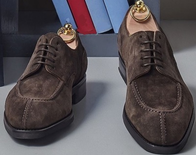 New Handmade Dark Brown Suede Oxfords Wingtip Lace Up Formal Shoes