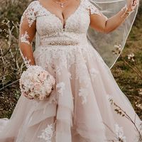 Plus Size Organza Wedding Dress Long Sleeves lace Appliques women Bridal Gowns,542 - Thumbnail 1