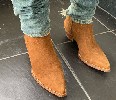 Handmade Bespoke Elegant Tan Ankle High Suede Boots for Men