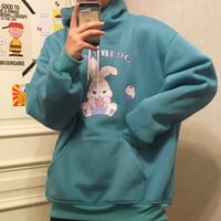 Sweet Love Heart Bunny and Cupcake Hoodie Sweatshirt - Thumbnail 1