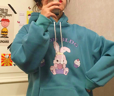 Sweet Love Heart Bunny and Cupcake Hoodie Sweatshirt