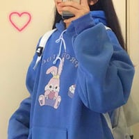 Sweet Love Heart Bunny and Cupcake Hoodie Sweatshirt - Thumbnail 3